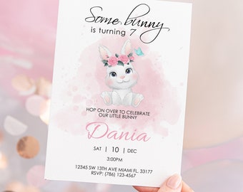 Bunny Einladung Cute Bunny Invite Girl Geburtstagseinladung Bunny lover Invite Bunny Geburtstagseinladung Some Bunny
