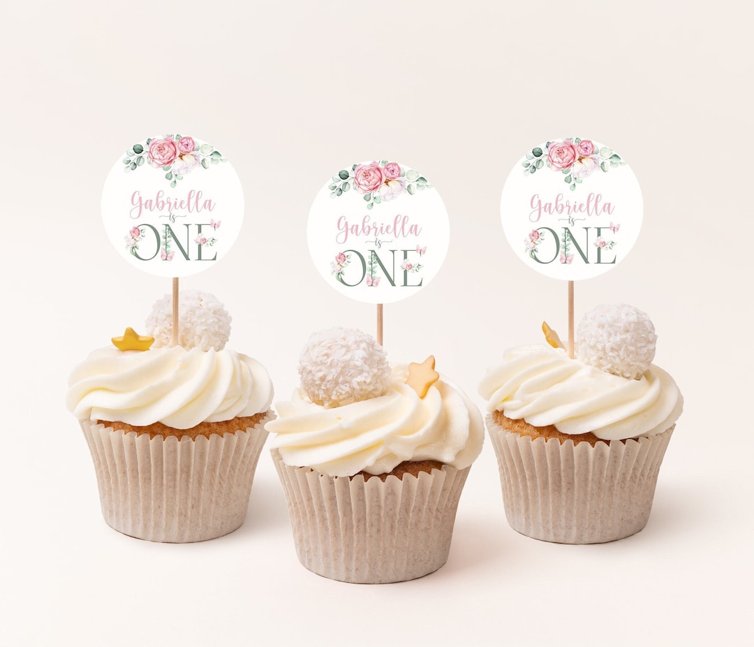 Butterfly and Flower Cupcake Topper Girl Birthday Cupcake Decoration ...