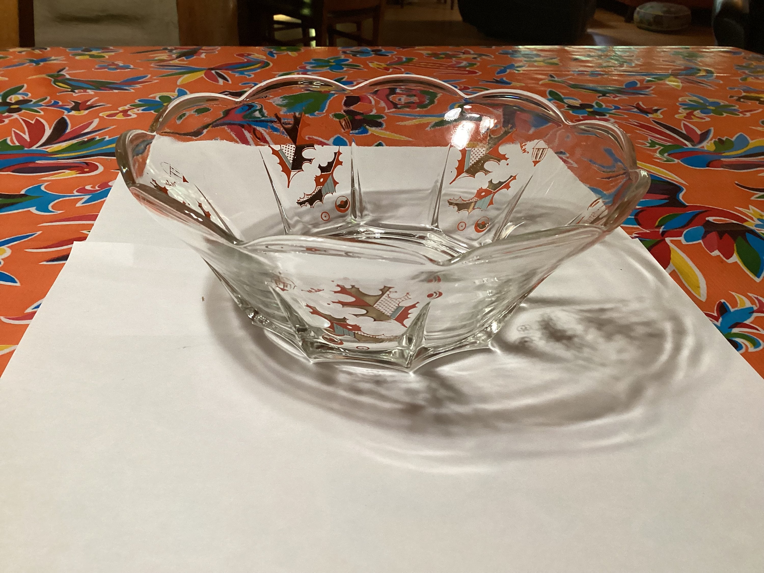Vintage Mid Century Modern Paneled Glass Candy Dish or Nut Bowl