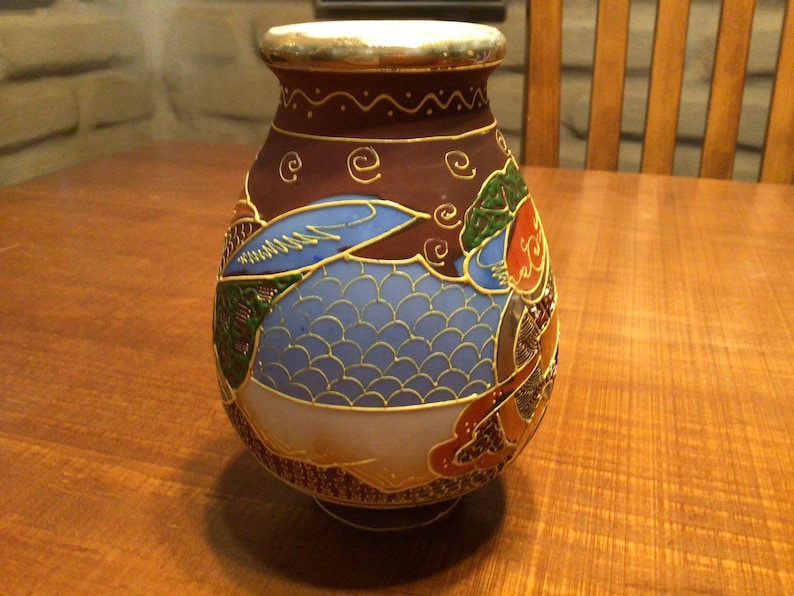 Vintage Hand Painted Moriage Satsuma Ceramic Gold Castle Etsy