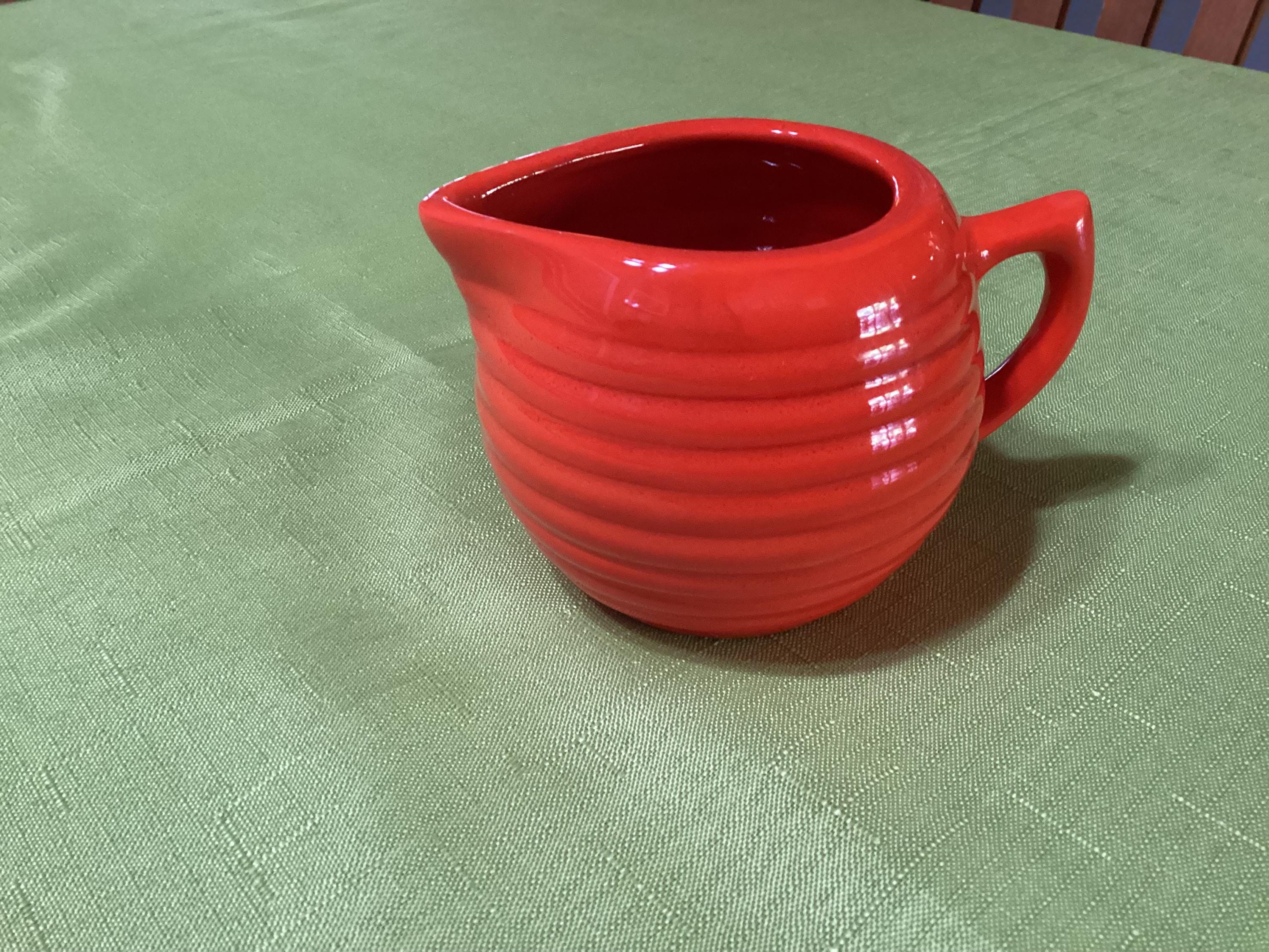 Vintage Bauer Pottery 2000 Orange Ring-ware Creamer- Los Angeles