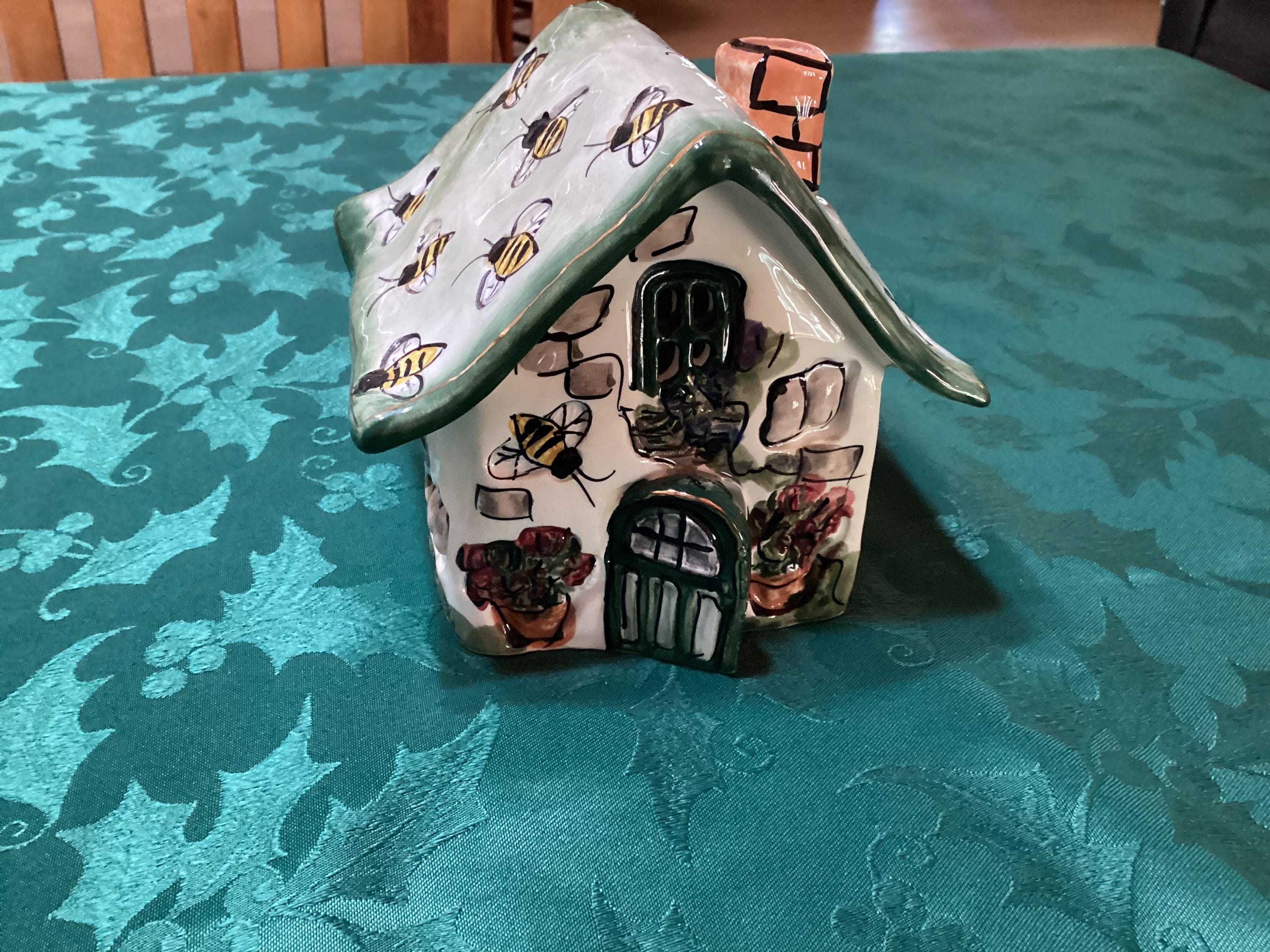 Vintage Blue Sky Clayworks Bee House Tea Light Holder Designed by
