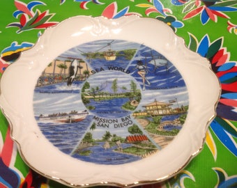 Vintage ceramic souvenir plate- Sea World, San Diego