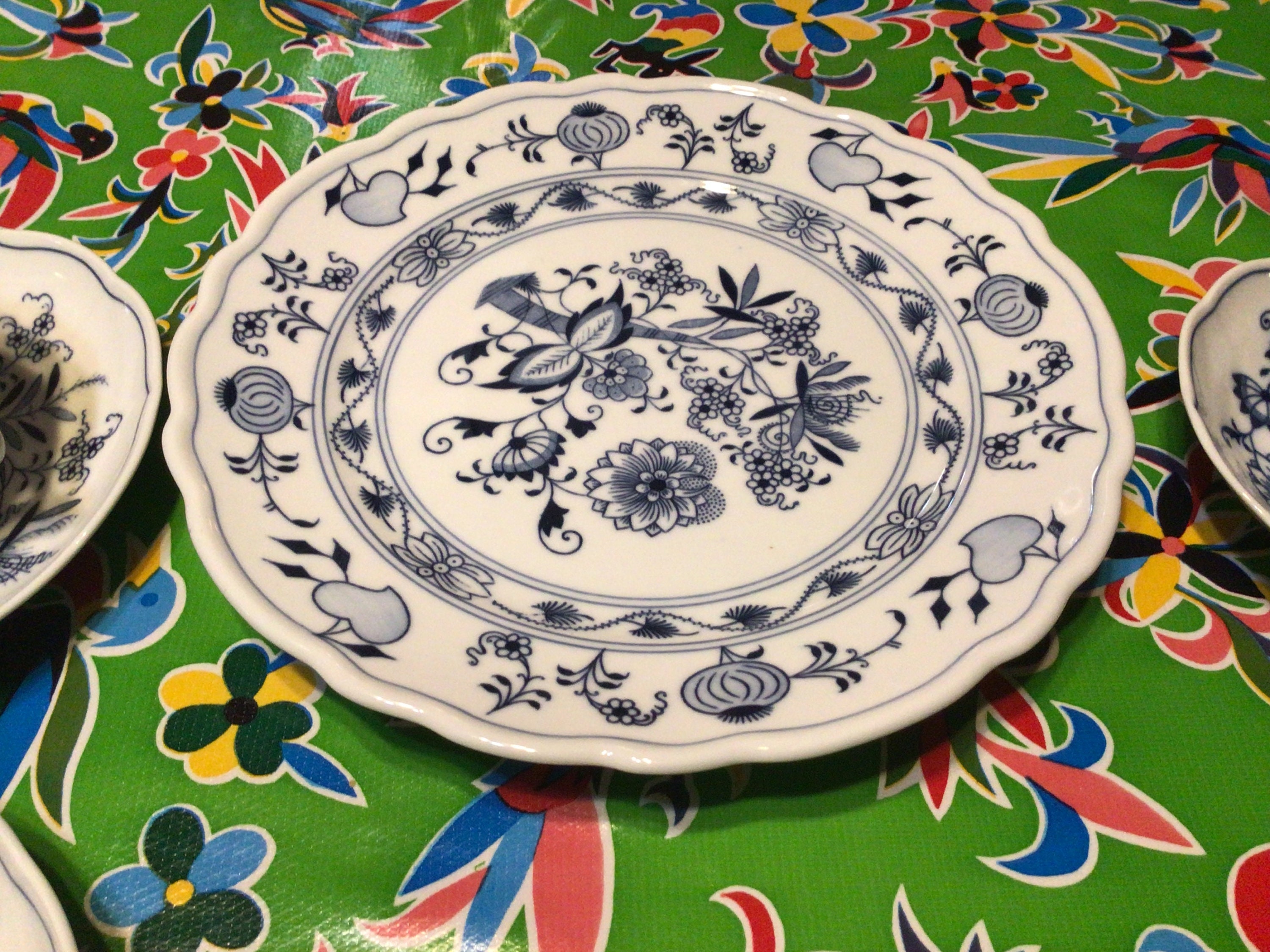 Vintage Bohemian Porcelain Zwiebelmuster Blue Onion Dishes- Plates