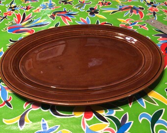Early California Authentic Vernonware Mid Century Small Brown Oval Platter-Vernon Kilns