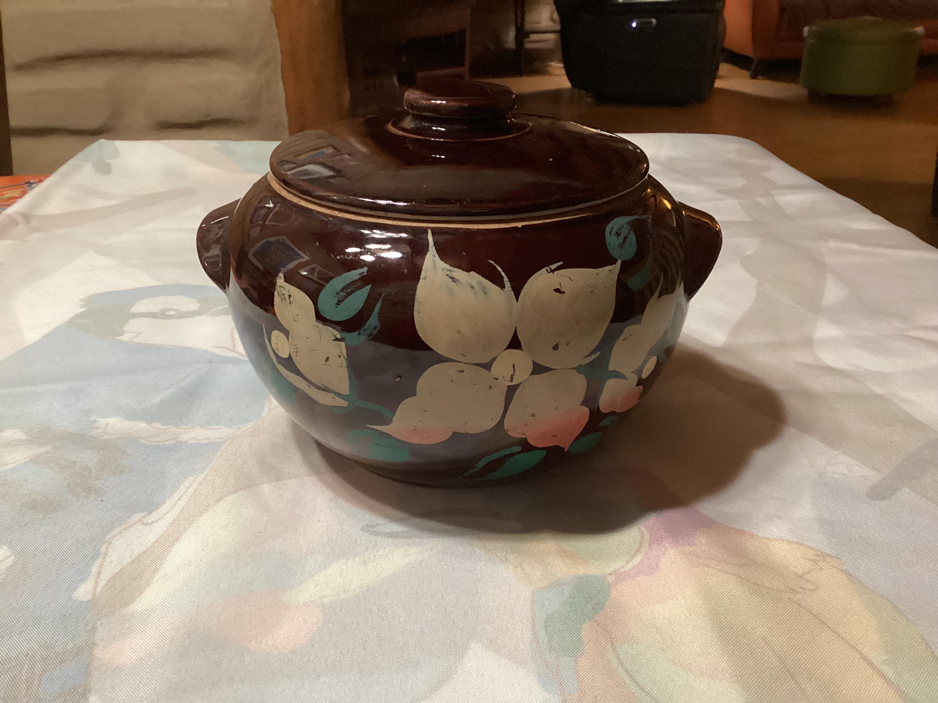 ネイティブアメリカン陶器 ハンドメイド Vintage USA Ceramic Stoneware 2 Quart Bean Pot With Hand