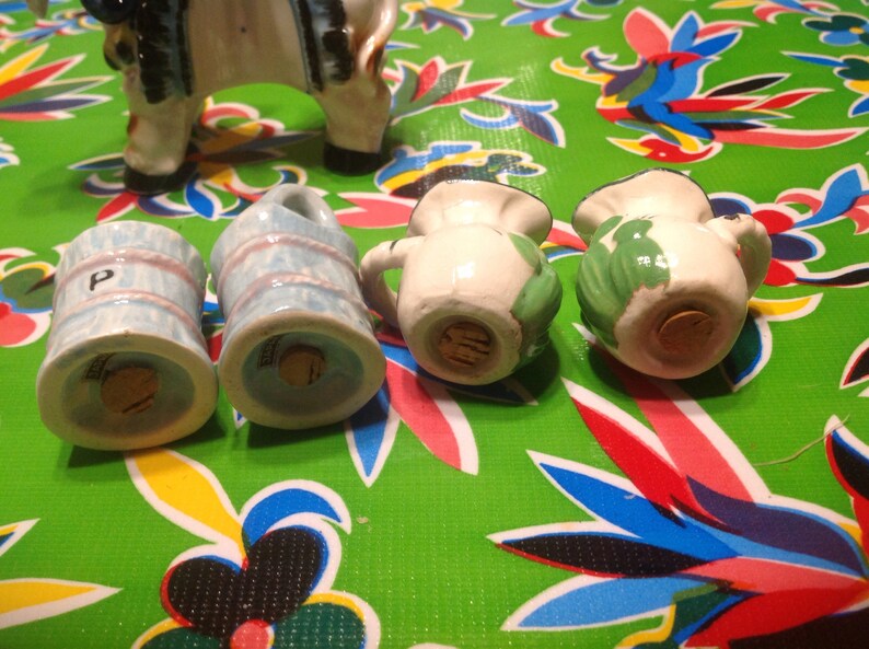Japan 2 pairs Vintage cute hand painted burro carrying bundles and sacks salt and pepper shakers