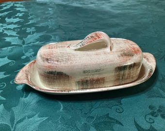 Mantequera con tapa de rafia Vernonware vintage