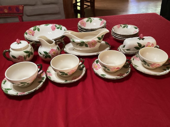 Vintage Set of Franciscan Desert Rose Dinnerware- Bowls, Cups and