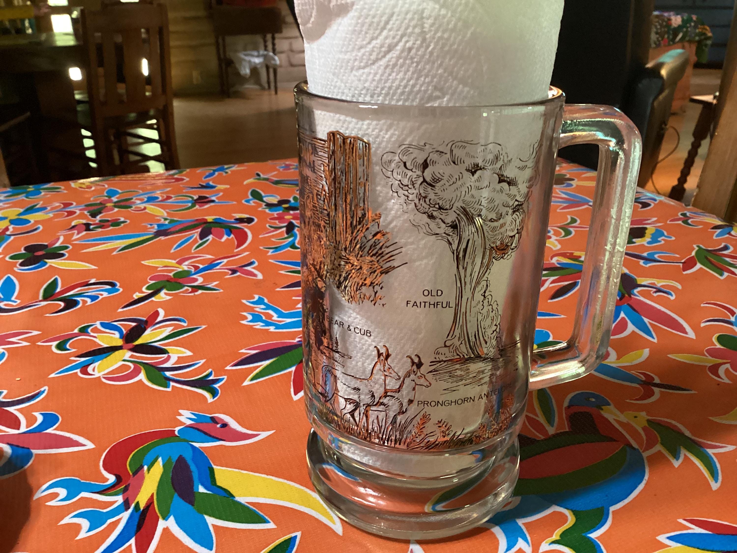 Vintage Souvenir Yellowstone National Park Heavy Glass Mug or