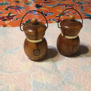 Vintage wooden lantern shaped salt and pepper shakers- souvenir of the Great Smoky Mountains