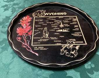 Vintage Wyoming metal souvenir tray