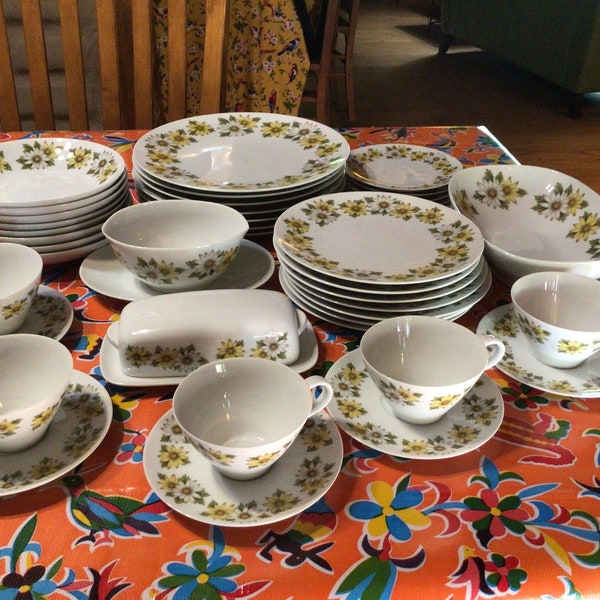 Vintage Beautiful Noritake Cook N Serve Marguerite dishes- gravy boat, butter dish, cups, saucers, plates, bowls (sold separately)-  Japan
