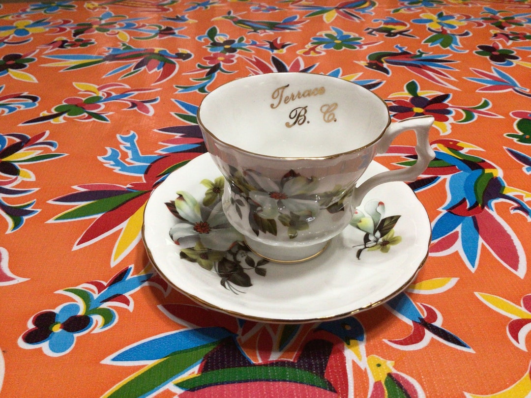 Vintage Royal Windsor Bone China Tea Cup and Saucer With Dogwood