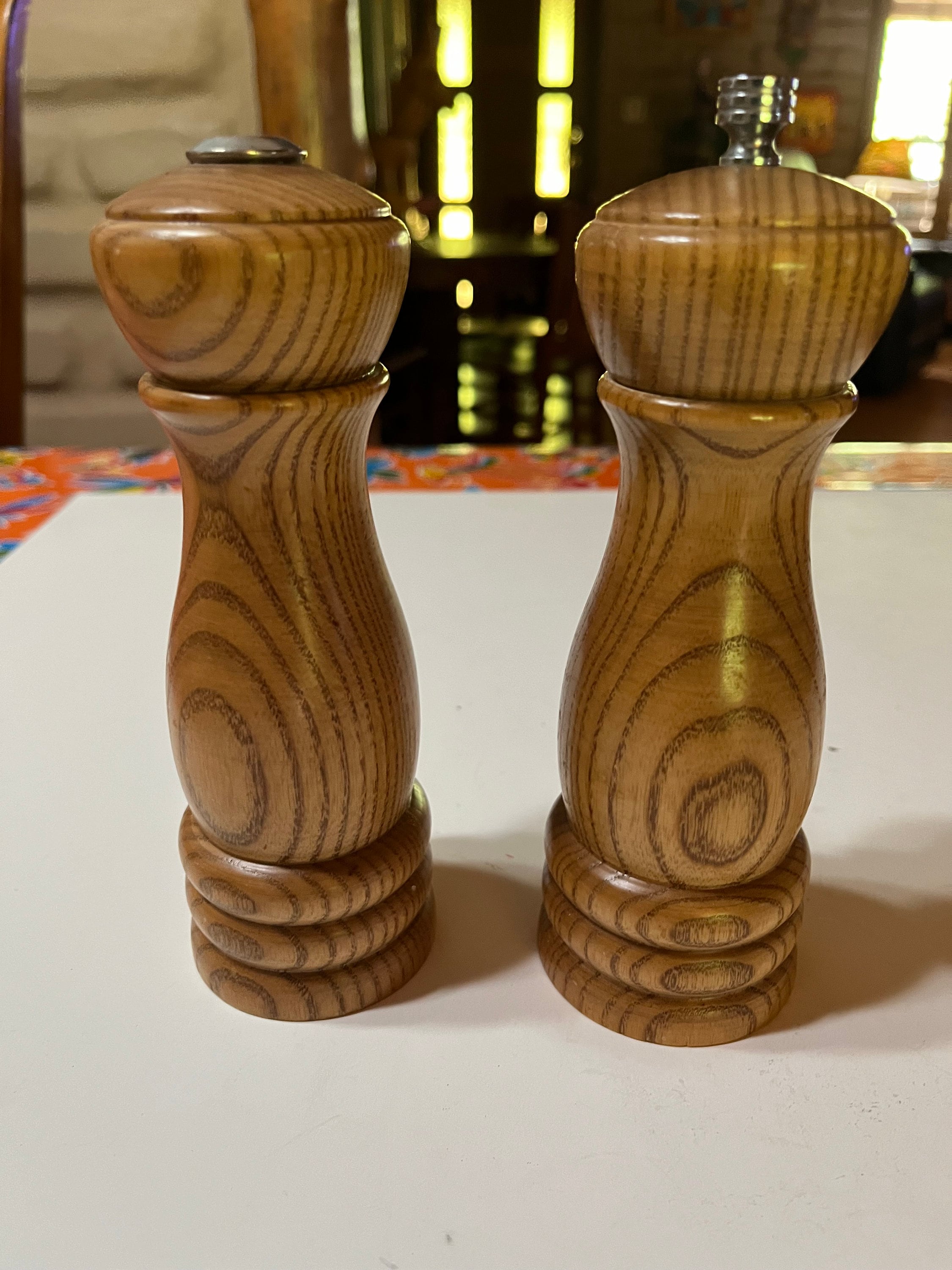 Vintage Wooden Olde Thompson Carbon Steel Salt Shaker and Pepper