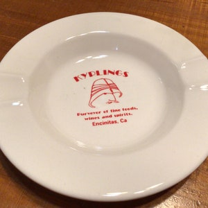 Vintage Kyplings restaurant and bar  souvenir ceramic ashtray- Encinitas, California