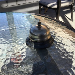 Vintage nickel plated call bell- &quot;Ring Bell For Service&quot;