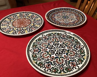 Vintage beautiful hand painted Turkish Kutahya  12.5” decorative plates- sold separately
