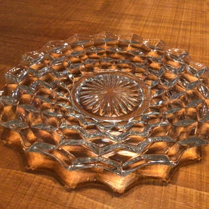 Vintage Fostoria American glass candy dish or plate