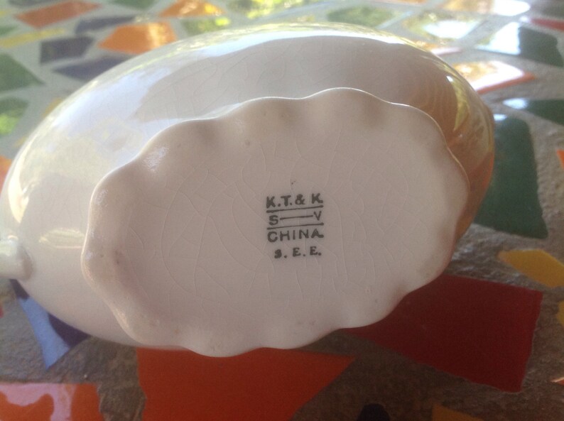 Vintage K.T. & K. China barco de salsa blanca Etsy España