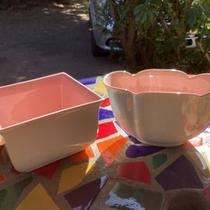 Vintage MCM ceramic La Mirada Mandarin Pottery grey & pink  planters- Los Angeles, California, sold separately