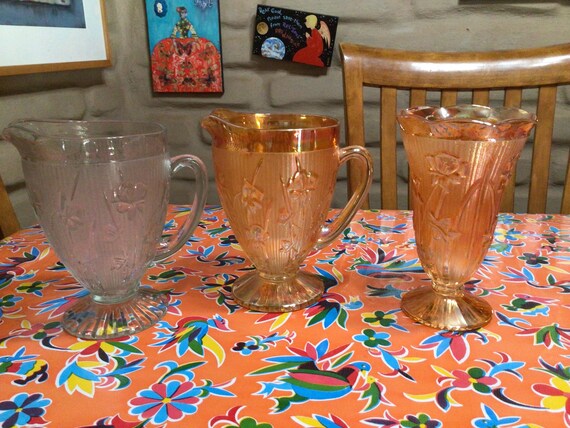 ヴィンテージ ジャネット ガラスのアイリスとヘリンボーンのフロスト