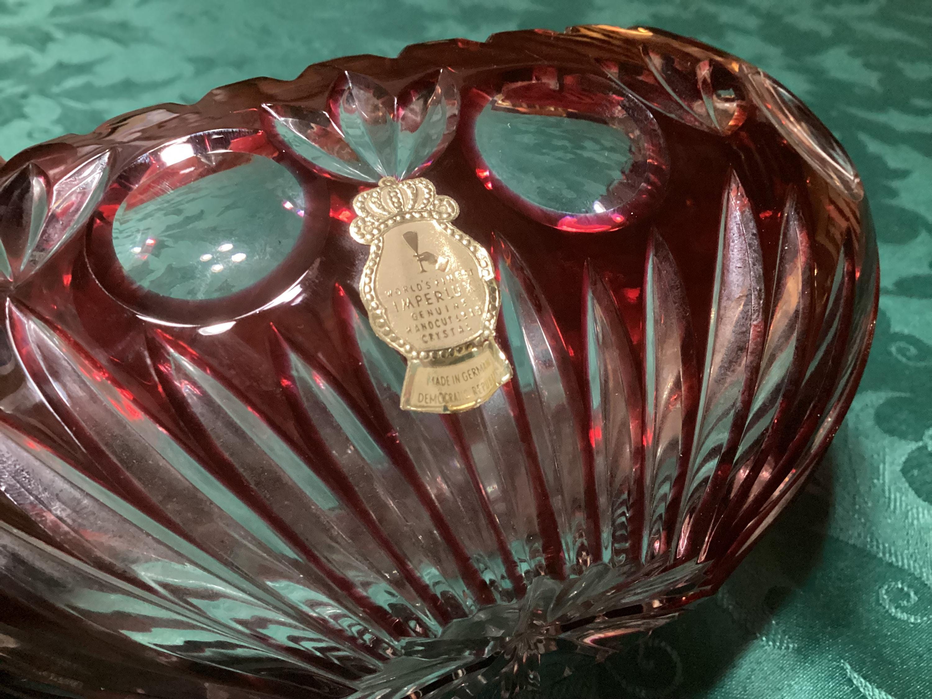 Vintage Beautiful Heavy Bohemian Imperlux Ruby Red Cut-to-clear