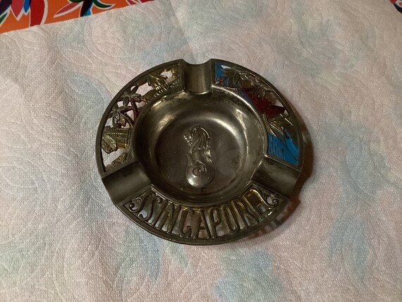 悪魔の顔 彫刻 金属製 カップ付き アンティーク ヴィンテージ 灰皿