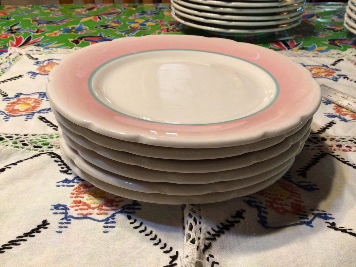 Vintage Walker China Vitrified Heavy Restaurant Ware Set of 6 Etsy