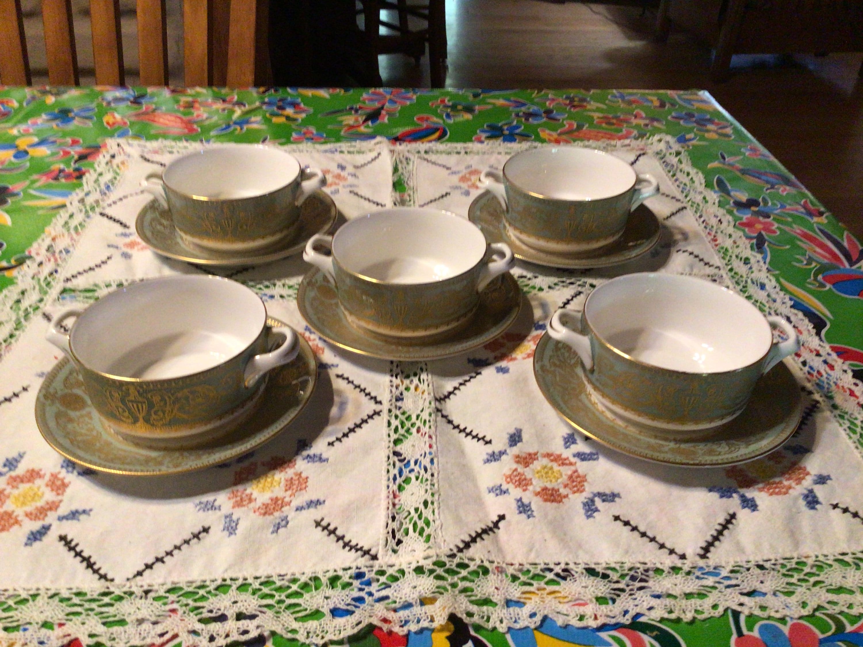 Vintage Set of 5 Stunning 1966 Royal Worcester Fine Bone China