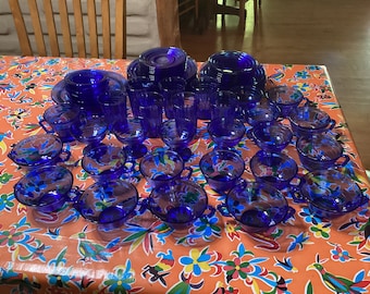 Vintage Hazel Atlas Moderntone Cobalt Blue Depression Glass vajilla - se vende por separado en lotes más pequeños