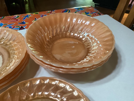 Vintage Anchor Hocking Fire King Suburbia Peach Luster Ware Plates