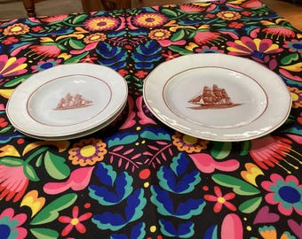 Juego vintage de 3 platos Wedgwood Flying Cloud color óxido (1 plato llano, 2 platos de ensalada) - Inglaterra