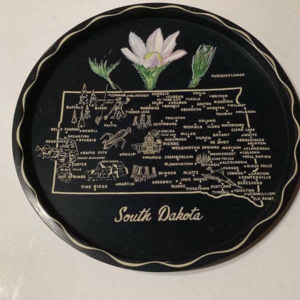 Vintage South Dakota metal souvenir tray