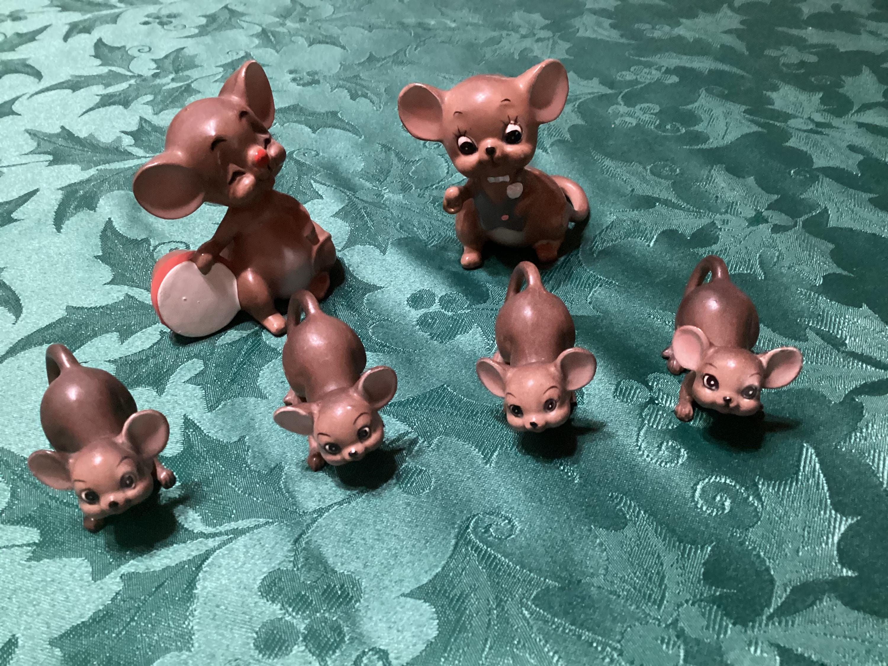 Vintage Rare Ceramic Hand Painted Josef Originals Mouse Figurines