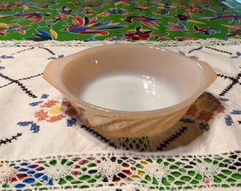Vintage Fire King Ovenproof peach or marigold luster ware small  baking or casserole dish