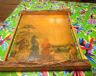 Vintage Our Lady of Fatima image mounted on wood
