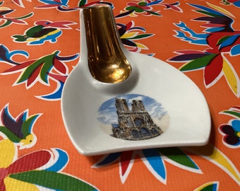 Vintage porcelain Reims Cathedral pipe holder- souvenir of France