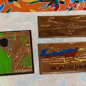 Conjunto vintage de 3 cartões postais de cobre de pássaros do Arizona- Kopper Card Co., Salt Lake City, Utah