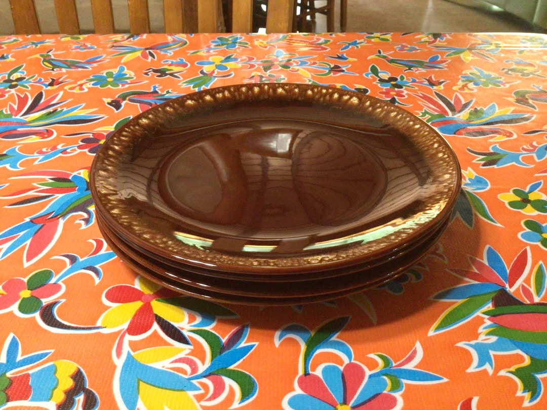 Vintage Set of 4 Taylor Ironstone Sierra Drip Glaze Dinner Plates USA