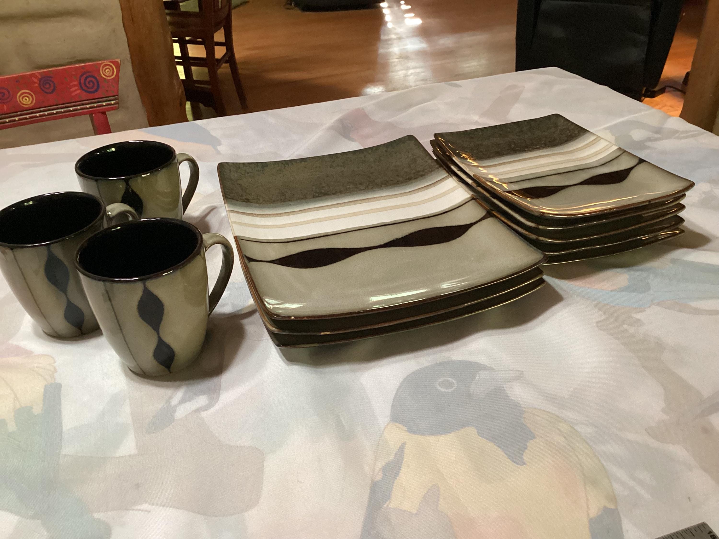 Vintage Sango China Prelude Black 4508 Rectangular Platters (3