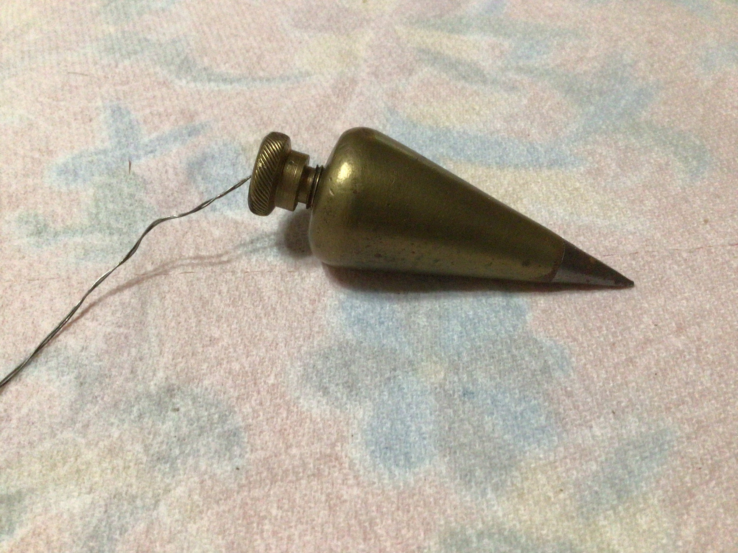 Vintage Brass Plumb Bob With Screw Top and Removable Tip 
