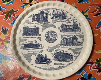 Vintage Hamburg, New York 175th anniversary souvenir plate made by  Kettlesprings Kilns, Ohio