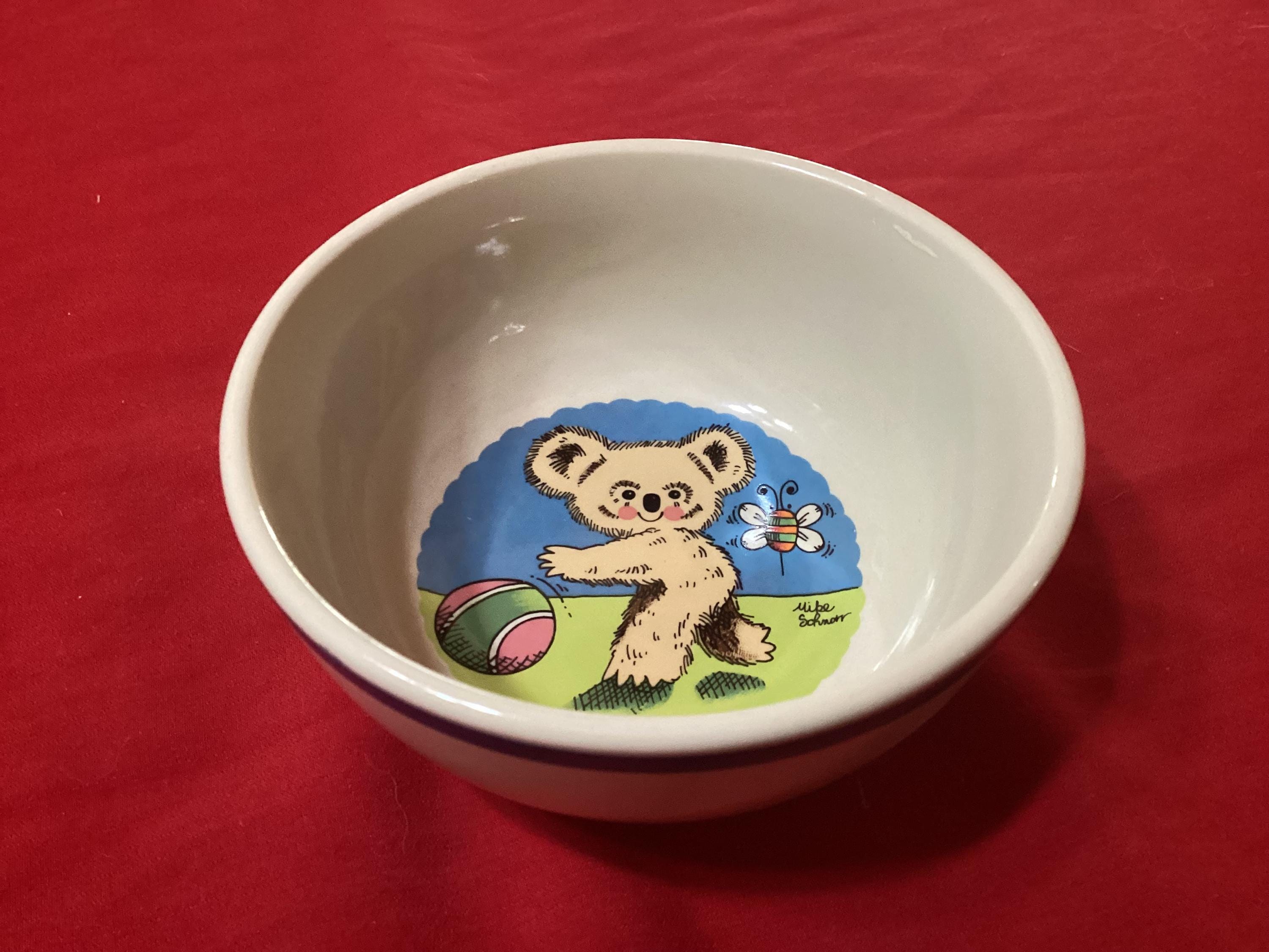 コアラがデザインされたヴィンテージのかわいい陶器の子供用ボウル