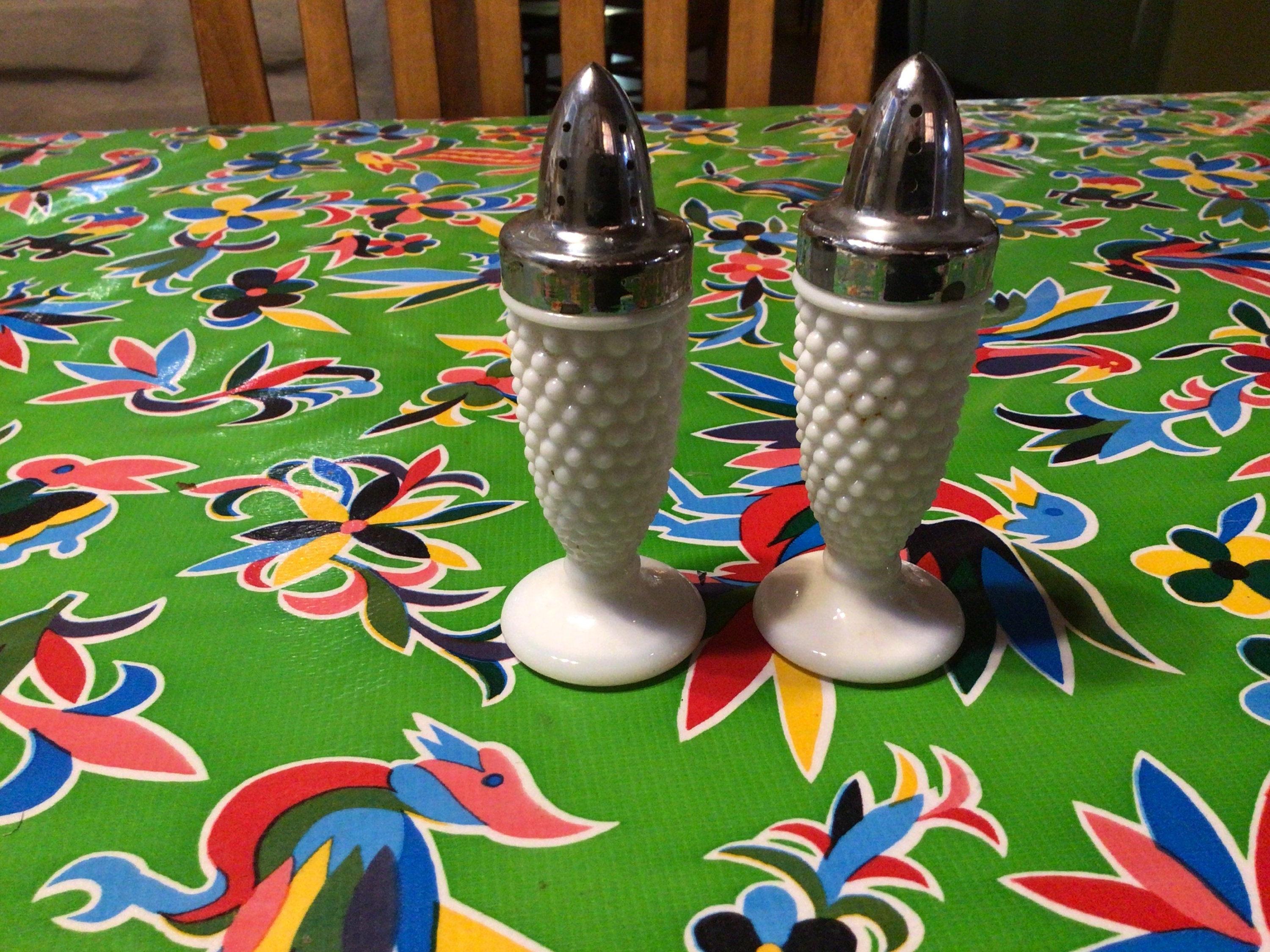 Vintage Pair of Westmoreland Hobnail Milk Glass Salt and Pepper