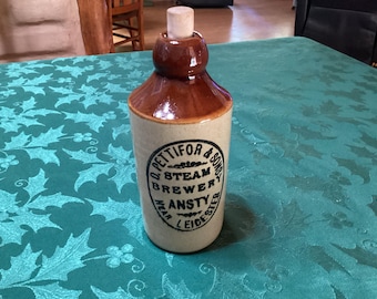 Vintage turn of the century stoneware D Pettifor & Sons Steam Brewery Beer Bottle- England