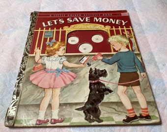 Vintage Little Golden Activity Book- Libro Let's Save Moneyt-1958