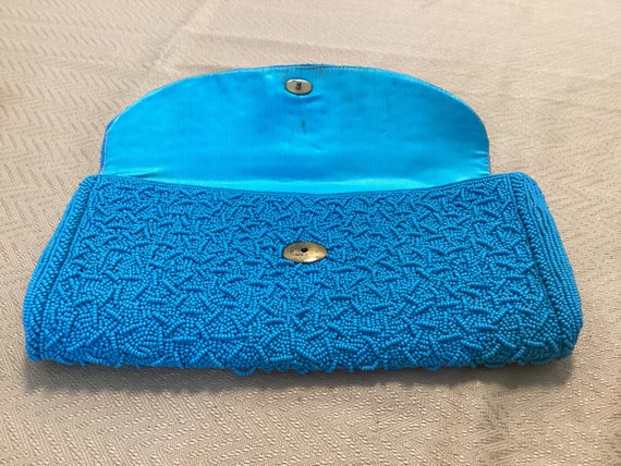 Vintage Bags by Josef turquoise beaded clutch pur… - image 4