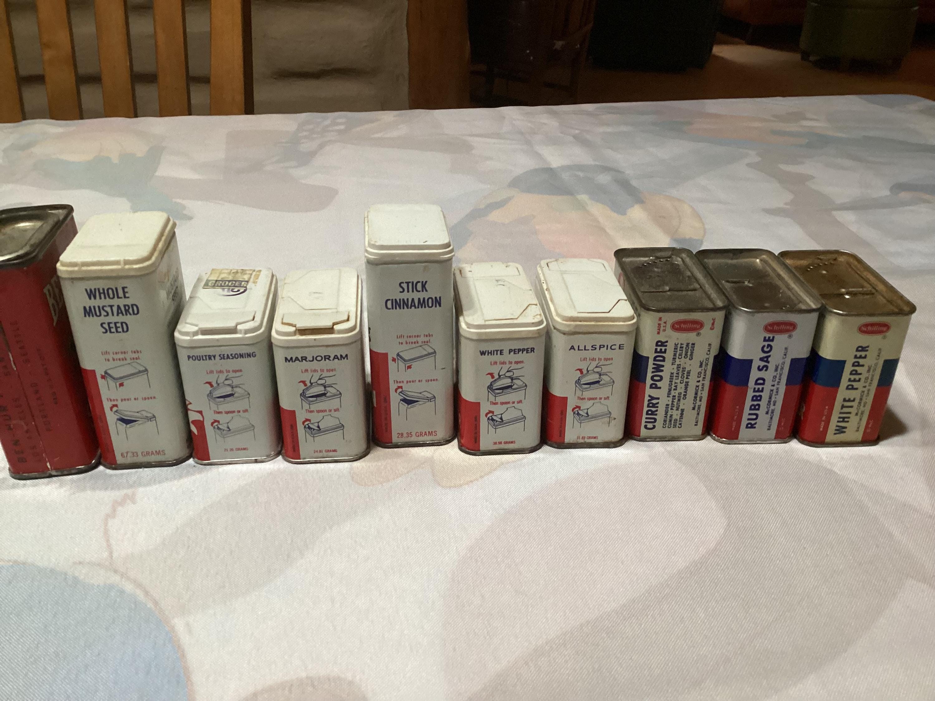 Vintage Spice Tins- 25 Count From the 50s, 60s, and 70s- Schilling