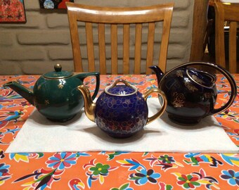 Vintage Hall 6 cup teapots with gold designs and highlights- sold separately